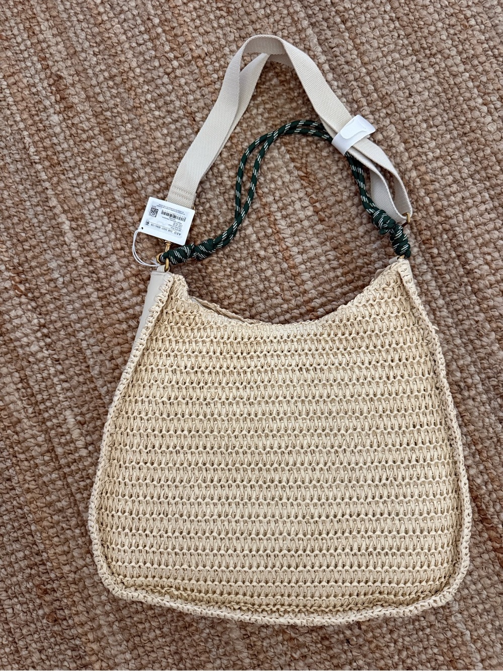 American Eagle Outfitters Cream Woven Shoulder Bag with Contrast Strap
